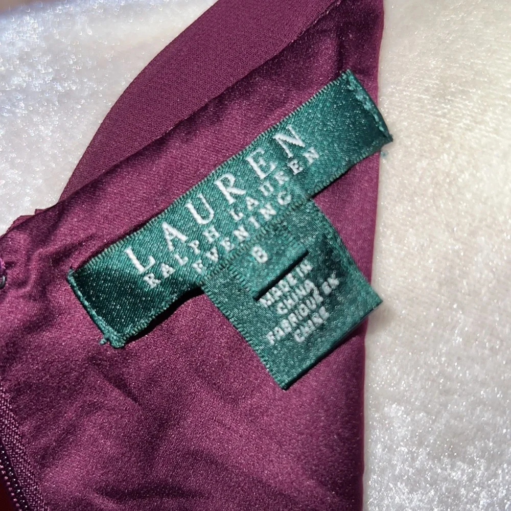 Ralph Lauren Evening Wine Colored Cocktail Party Dress 8 - Picture 4 of 5